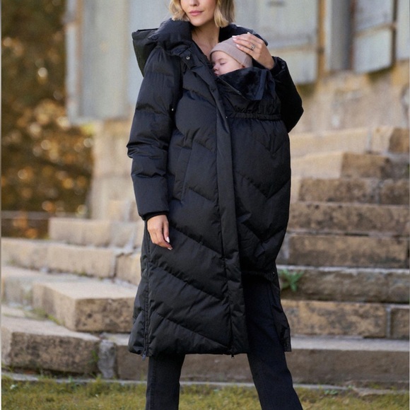Seraphine Jackets & Blazers - Seraphine Black Long 3-In-1 Maternity & Carrier Coat